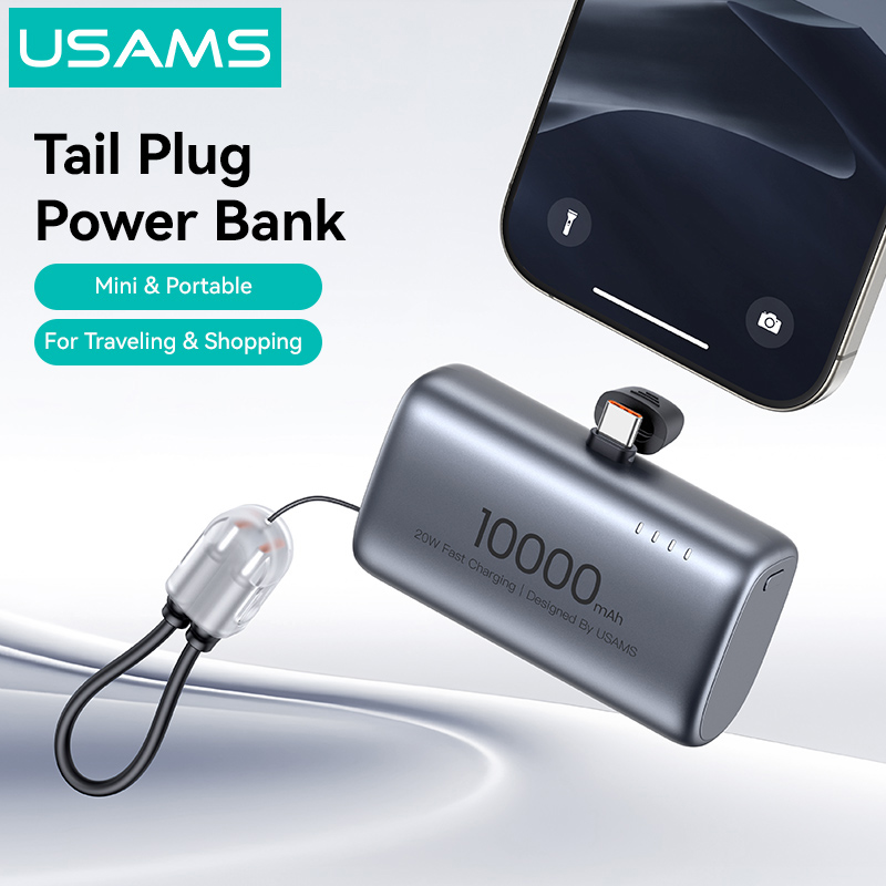 USAMS power bank CD252 με stand, 2x θύρες εξόδου, 10000mAh, 20W, γκρι - Image 6