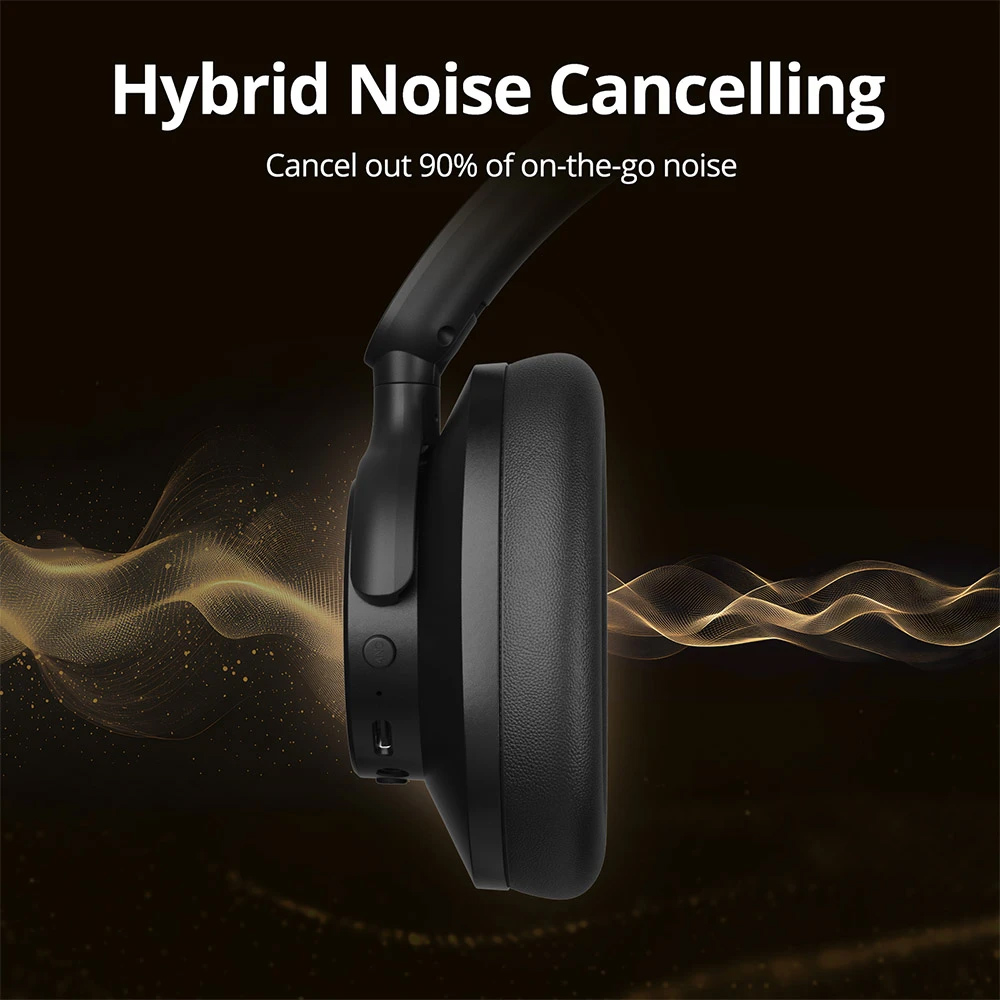 TRONSMART headphones Sounfii Q20S, ασύρματα & ενσύρματα, Hybrid ANC, Φ40mm, 500mAh, μαύρα - Image 2