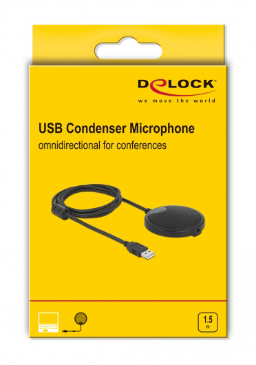 DELOCK μικρόφωνο 20672, πυκνωτικό, omnidirectional, με mute, USB - Image 3