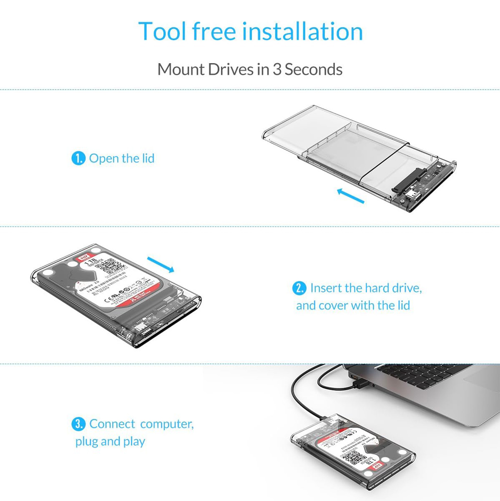 ORICO θήκη για 2.5" SATA HDD/SSD 2139C3, 5Gbps, διάφανη - Image 6