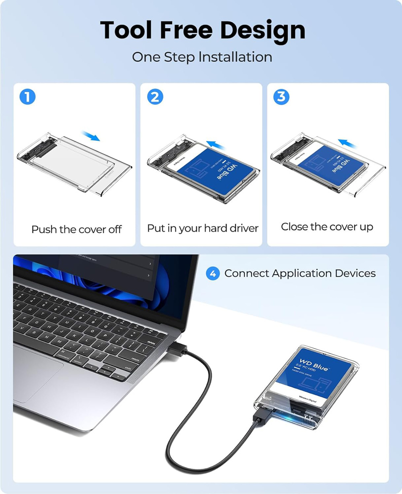 ORICO θήκη για 2.5" SATA HDD/SSD 2139U3, 5Gbps, διάφανη - Image 7