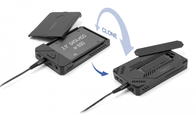 DELOCK θήκη M.2 NVMe & SATA SSD/HDD 42020, 10Gbps, λειτουργία κλώνου - Image 2