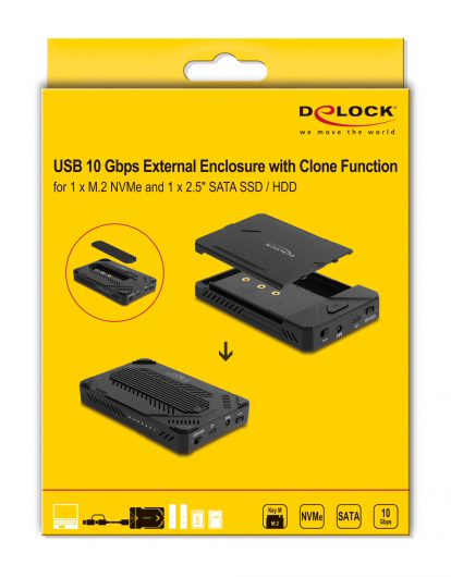 DELOCK θήκη M.2 NVMe & SATA SSD/HDD 42020, 10Gbps, λειτουργία κλώνου - Image 4
