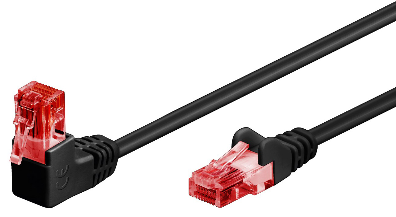 GOOBAY καλώδιο δικτύου 51516, CAT 6 U/UTP, γωνιακό, CCA, 2m, μαύρο