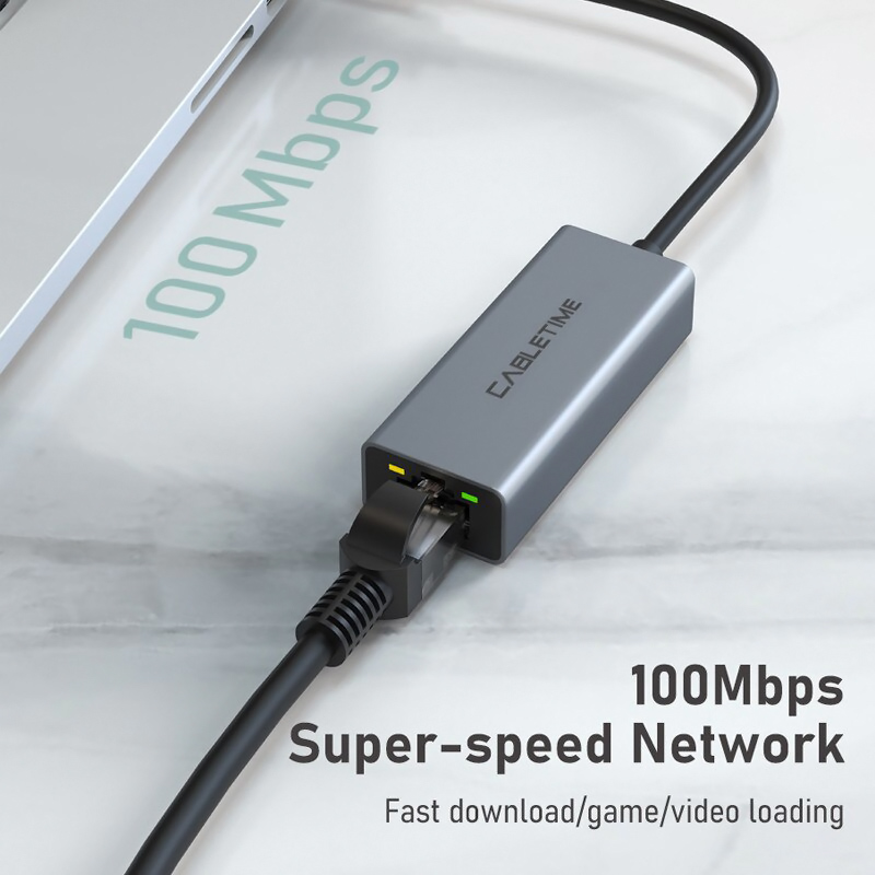 CABLETIME αντάπτορας δικτύου CT-AML100, USB, 100Mbps Ethernet, γκρι - Image 2