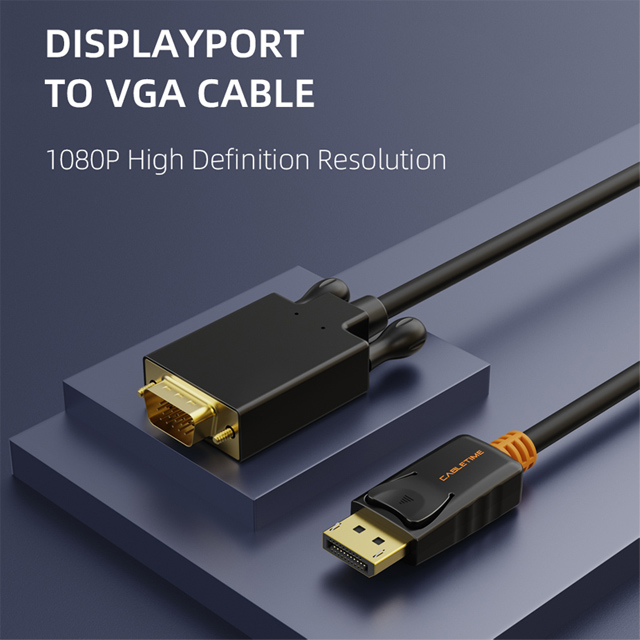 CABLETIME καλώδιο DisplayPort σε VGA CT-04G, 1080p, 3m, μαύρο - Image 4