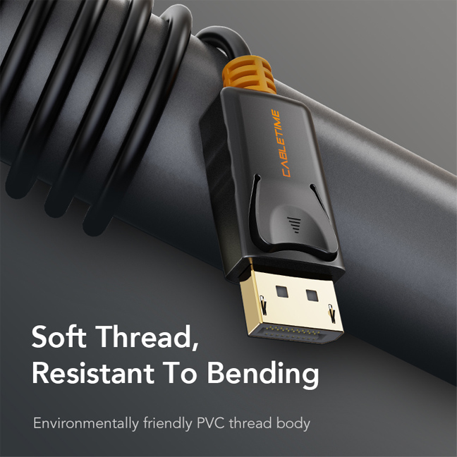 CABLETIME καλώδιο DisplayPort CT-01G, 4K/60Hz, 1.8m, μαύρο - Image 3