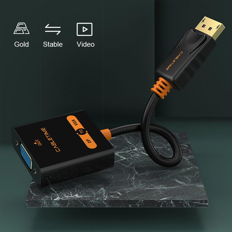 CABLETIME αντάπτορας DisplayPort σε VGA AV586, 1080p/60Hz, μαύρος - Image 2