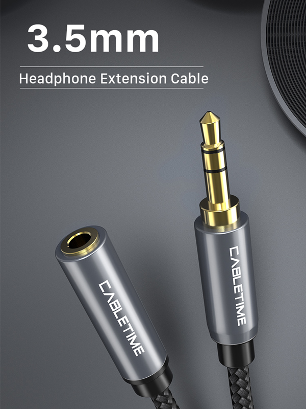 CABLETIME προέκταση καλωδίου ήχου 3.5mm CT-P11F, AUX, 1.8m, μαύρο - Image 2