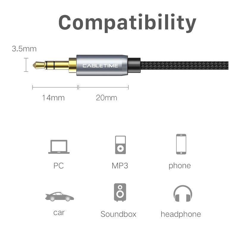 CABLETIME προέκταση καλωδίου ήχου 3.5mm CT-P11F, AUX, 1.8m, μαύρο - Image 4