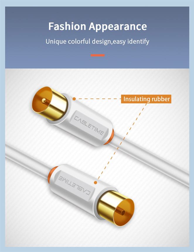 CABLETIME καλώδιο κεραίας CT-AV101, 75 Ohm, 2m, λευκό - Image 2