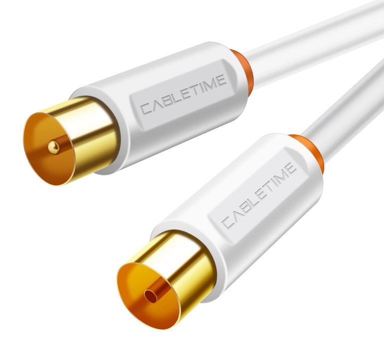 CABLETIME καλώδιο κεραίας CT-AV101, 75 Ohm, 2m, λευκό