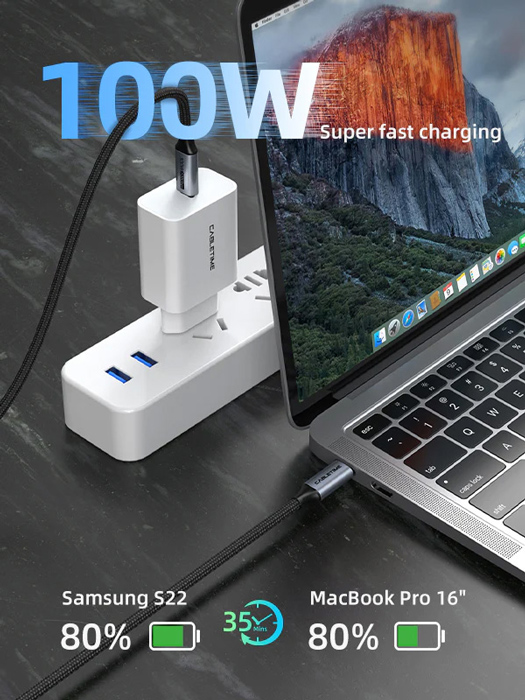 CABLETIME καλώδιο USB-C CT-CMCM2, USB 3.1, 100W, 20Gbps, 4K, 1.5m, μαύρο - Image 2