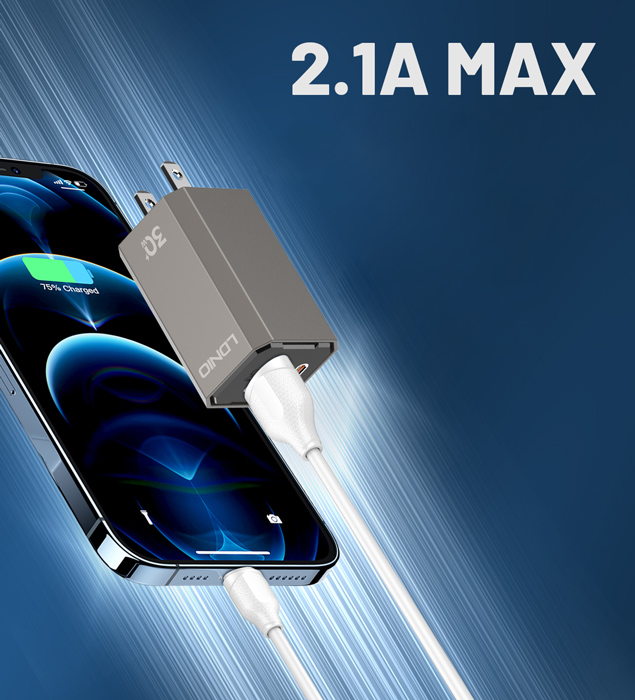 LDNIO καλώδιο Lightning σε USB LS371, 2.1A, 1m, λευκό - Image 2