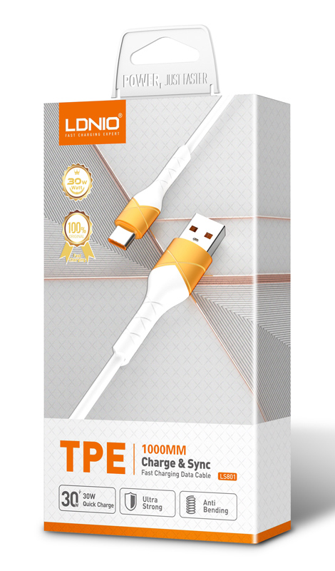 LDNIO καλώδιο Lightning σε USB LS801, 30W, 1m, λευκό - Image 6