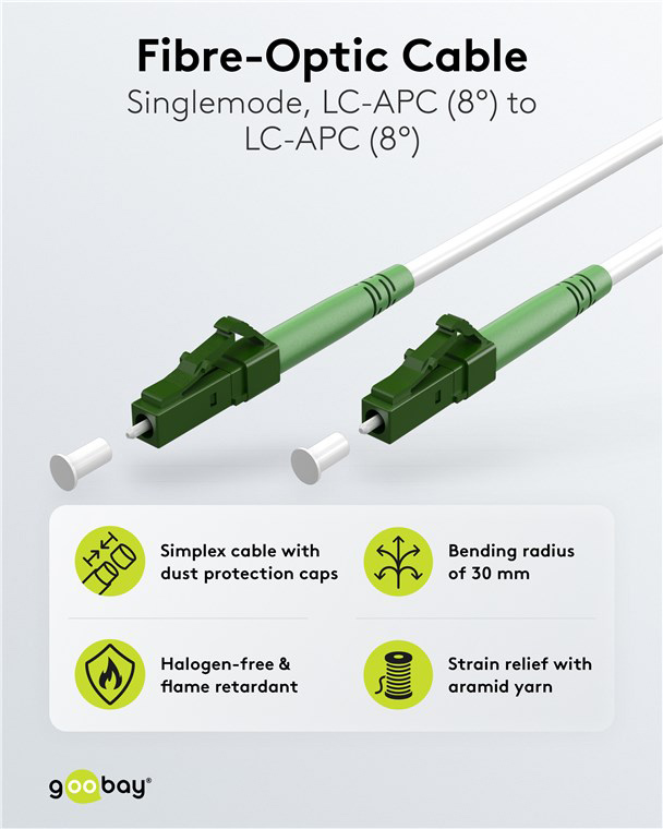 GOOBAY καλώδιο οπτικής ίνας LC-APC 59588, Singlemode OS2, 10m, λευκό - Image 3