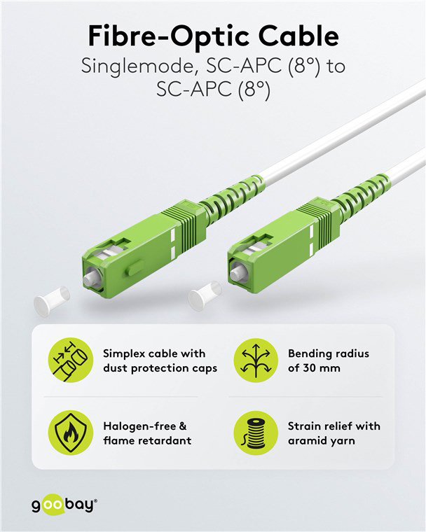GOOBAY καλώδιο οπτικής ίνας SC-APC 59604, Singlemode OS2, 20m, λευκό - Image 2