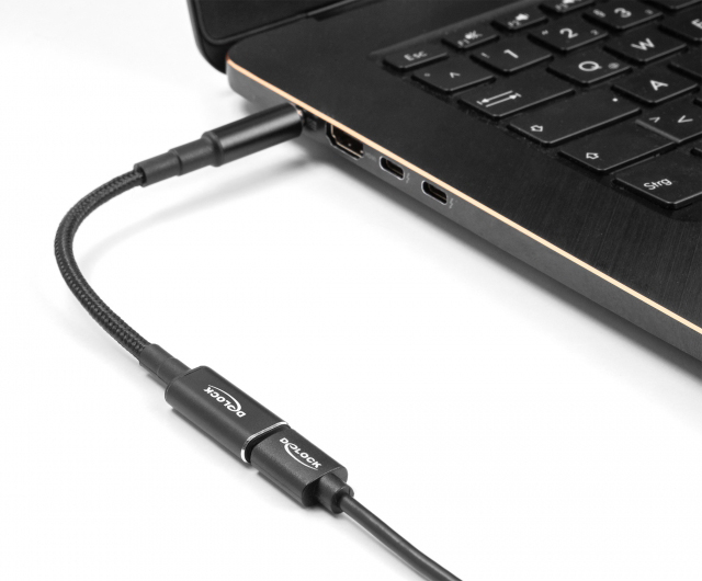 DELOCK καλώδιο τροφοδοσίας 60032, USB-C σε HP 7.4x5.0mm, 15cm, μαύρο - Image 2