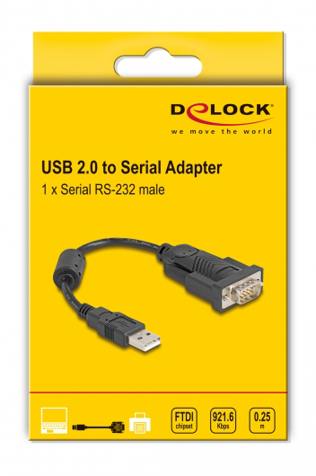 DELOCK αντάπορας USB σε RS-232 61549, 921.6Kbps, 0.25m, μαύρος - Image 2