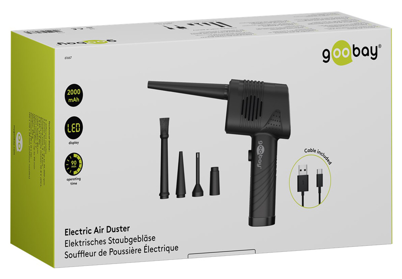 GOOBAY ηλεκτρικό air duster 61667, LED οθόνη, 46.8W, 2000mAh, μαύρο - Image 9
