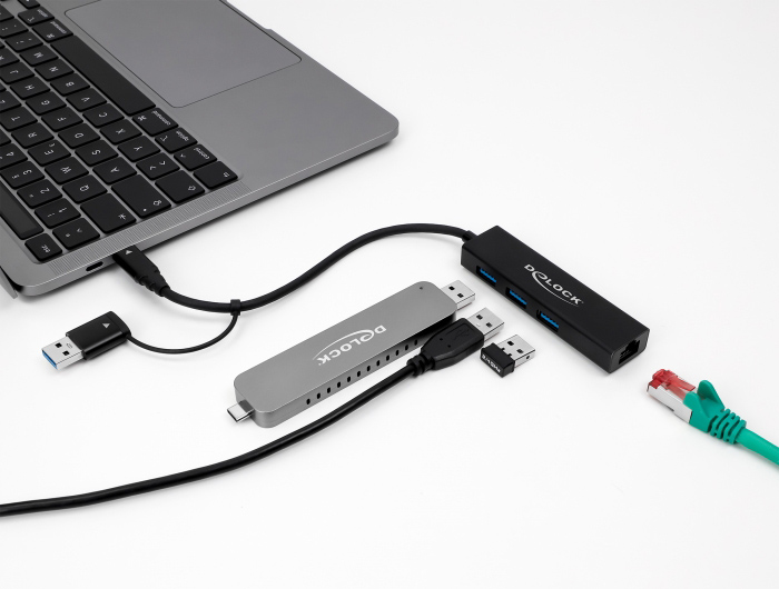 DELOCK docking station 64149, 4 θυρών, USB & USB-C σύνδεση, μαύρο - Image 2