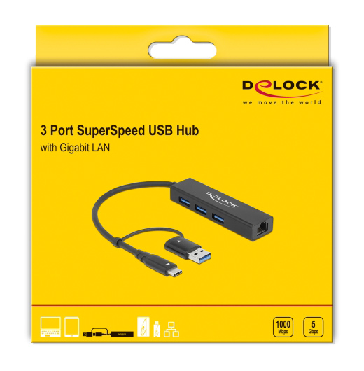 DELOCK docking station 64149, 4 θυρών, USB & USB-C σύνδεση, μαύρο - Image 3