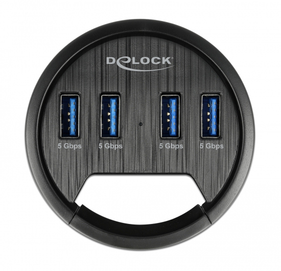 DELOCK USB hub 64153, 4x θυρών, 5Gbps, Φ60mm, USB σύνδεση, μαύρο - Image 3