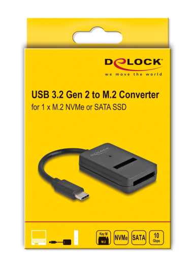 DELOCK αντάπτορας USB-C σε M.2 NVMe PCIe/SATA SSD 64198, 10Gbps - Image 4