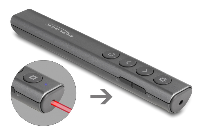 DELOCK τηλεχειριστήριο παρουσιάσεων 64250 με laser & πλήκτρα, 30m, γκρι - Image 3