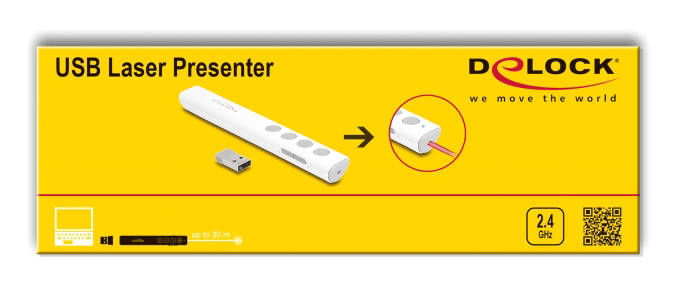 DELOCK τηλεχειριστήριο παρουσιάσεων 64251 με laser & πλήκτρα, 30m, λευκό - Image 6