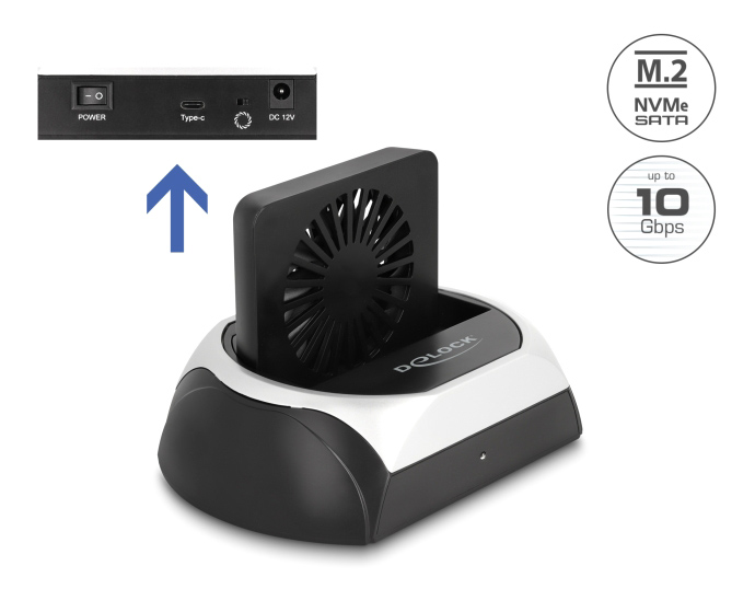 DELOCK docking station για M.2 NVMe/SATA ή 2.5"/3.5" SSD/HDD 64280, 10Gbps, μαύρο - Image 6
