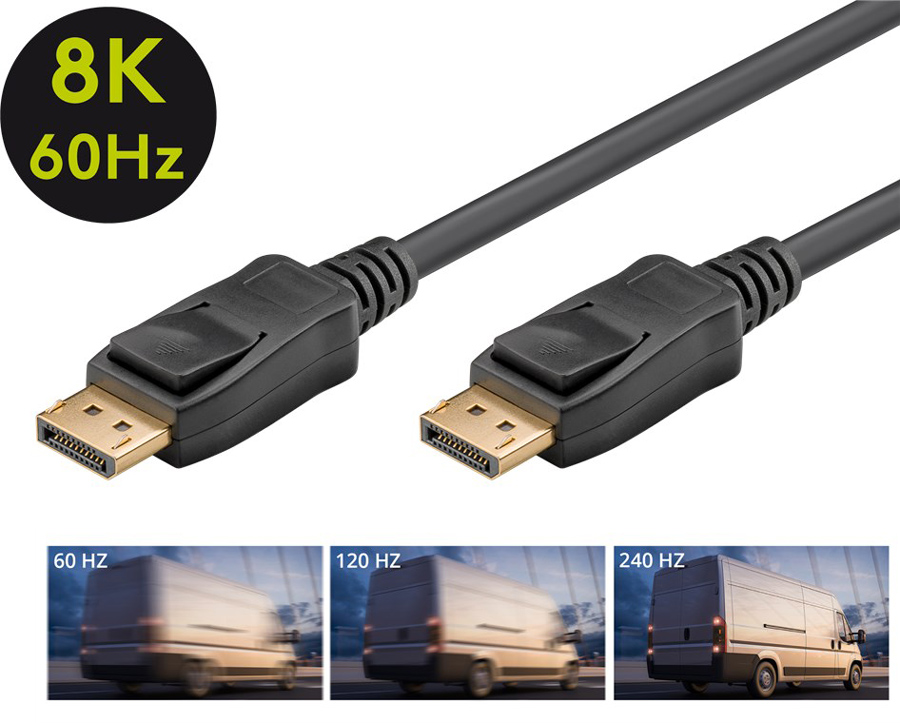 GOOBAY καλώδιο DisplayPort 64797, 8K/60Hz, 32.4 Gbps, 1m, μαύρο - Image 2