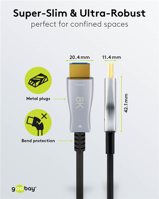 GOOBAY καλώδιο HDMI 2.1 65561 με Ethernet, 8K/60Hz, 48 Gbps, 40m, μαύρο - Image 6