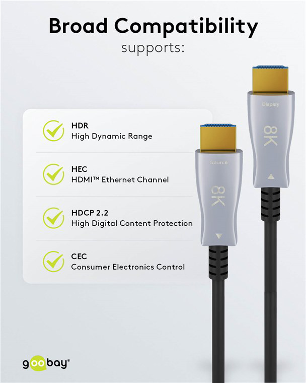 GOOBAY καλώδιο HDMI 2.1 65561 με Ethernet, 8K/60Hz, 48 Gbps, 40m, μαύρο - Image 7