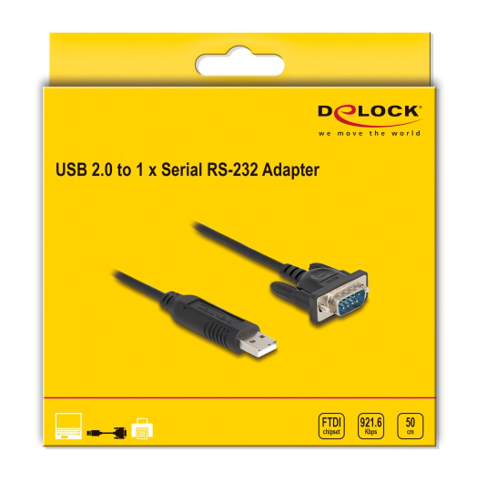 DELOCK καλώδιο USB σε RS-232 66461, 921.6Kbps, 50cm, μαύρο - Image 3
