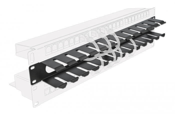 DELOCK cable management 66550 για rack 19"/1U, μεταλλικό, μαύρο - Image 2
