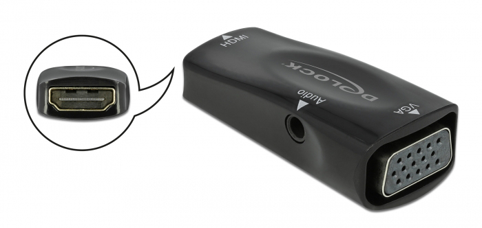 DELOCK αντάπτορας HDMI σε VGA 66560, με audio, 1080p/60Hz, μαύρος - Image 2