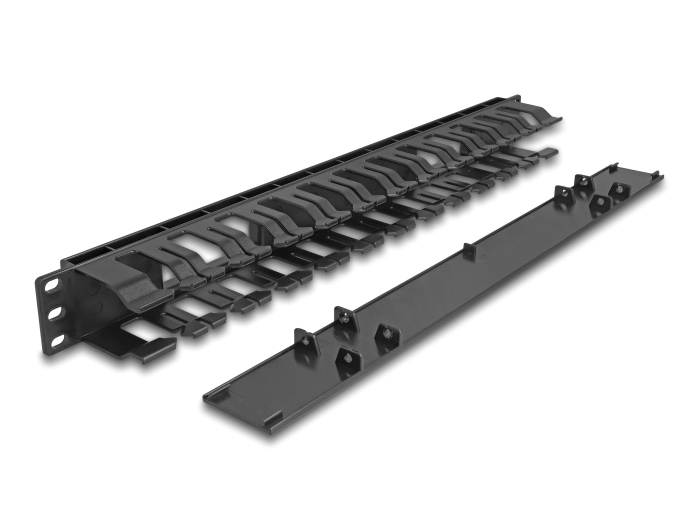 DELOCK cable management 67021 για rack 19"/1U, 2 ανοίγματα, πλαστικό, μαύρο - Image 3