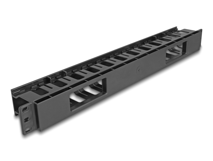 DELOCK cable management 67021 για rack 19"/1U, 2 ανοίγματα, πλαστικό, μαύρο - Image 2