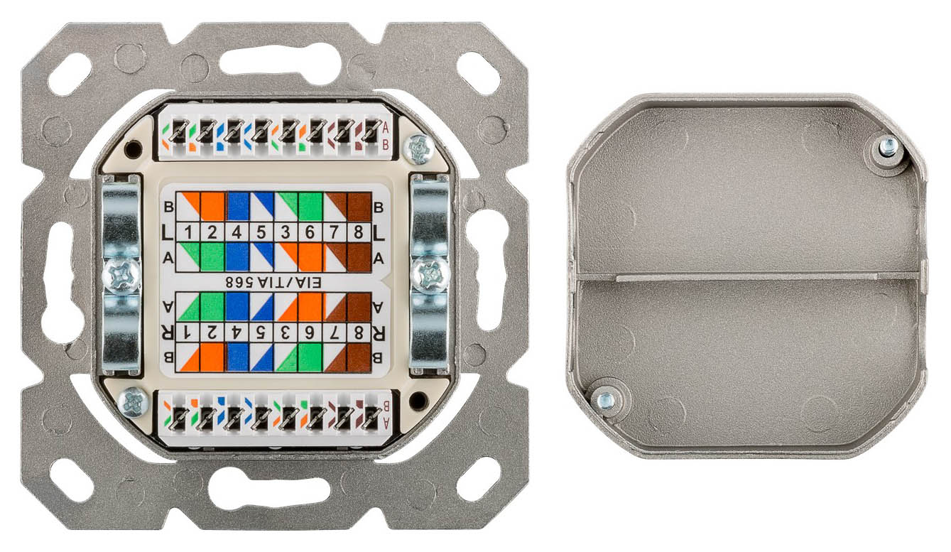 GOOBAY επιτοίχια πρίζα CAT 6a 68572, 2x RJ45, 80x80mm, λευκή - Image 2