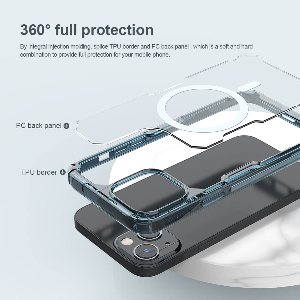 NILLKIN θήκη Nature Pro Magnetic για iPhone 14, μπλε & διάφανη - Image 3