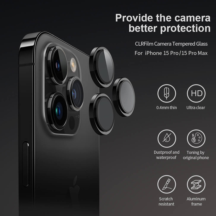 NILLKIN tempered glass CLRFilm κάμερας για iPhone 15 Pro/15 Pro Max - Image 2