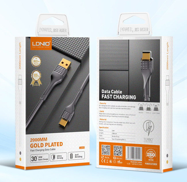 LDNIO καλώδιο USB-C σε USB LS652, 30W, 2m, γκρι - Image 4
