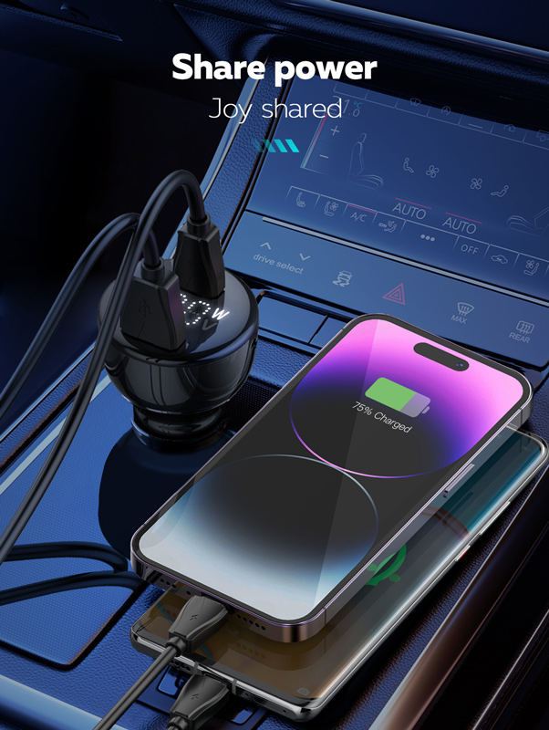 LDNIO φορτιστής αυτοκινήτου C101 με καλώδιο, USB/USB-C, 100W PD, μαύρος - Image 8