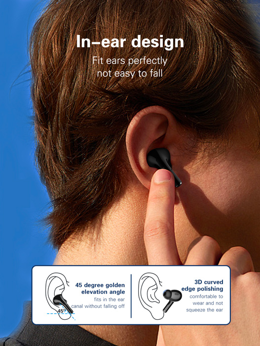 LDNIO earphones με θήκη φόρτισης T02, True Wireless, HiFi, Φ13mm, μαύρα - Image 3
