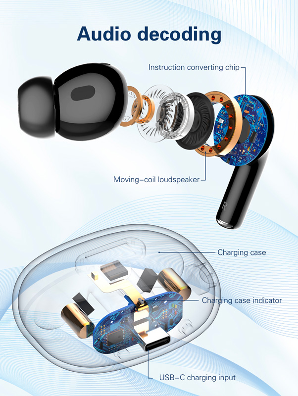 LDNIO earphones με θήκη φόρτισης T02, True Wireless, HiFi, Φ13mm, μαύρα - Image 5