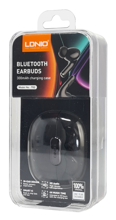 LDNIO earphones με θήκη φόρτισης T02, True Wireless, HiFi, Φ13mm, μαύρα - Image 9