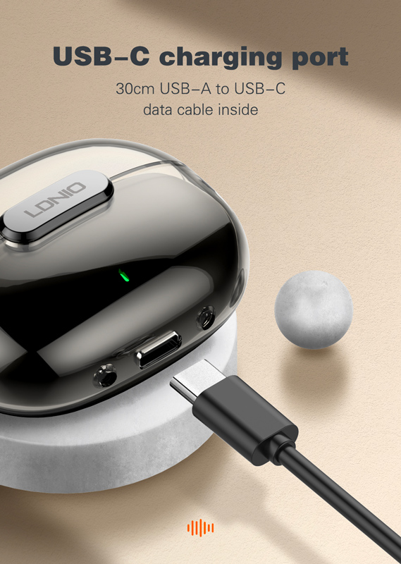 LDNIO earphones με θήκη φόρτισης T03, True Wireless, HiFi, Φ13mm, μαύρα - Image 7