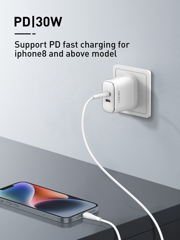 LDNIO καλώδιο Lightning σε USB-C LC611I, 30W PD, 1m, λευκό - Image 2
