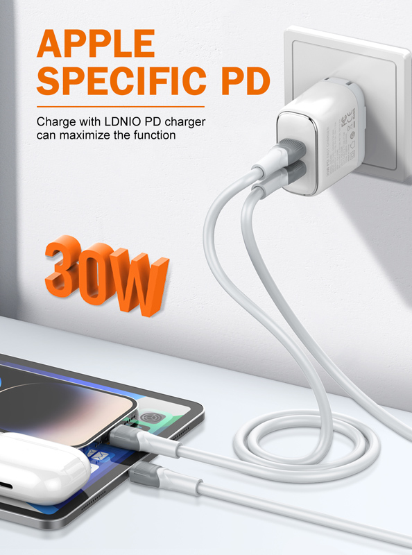LDNIO καλώδιο Lightning σε USB-C LC601I, 30W PD, 1m, γκρι - Image 2